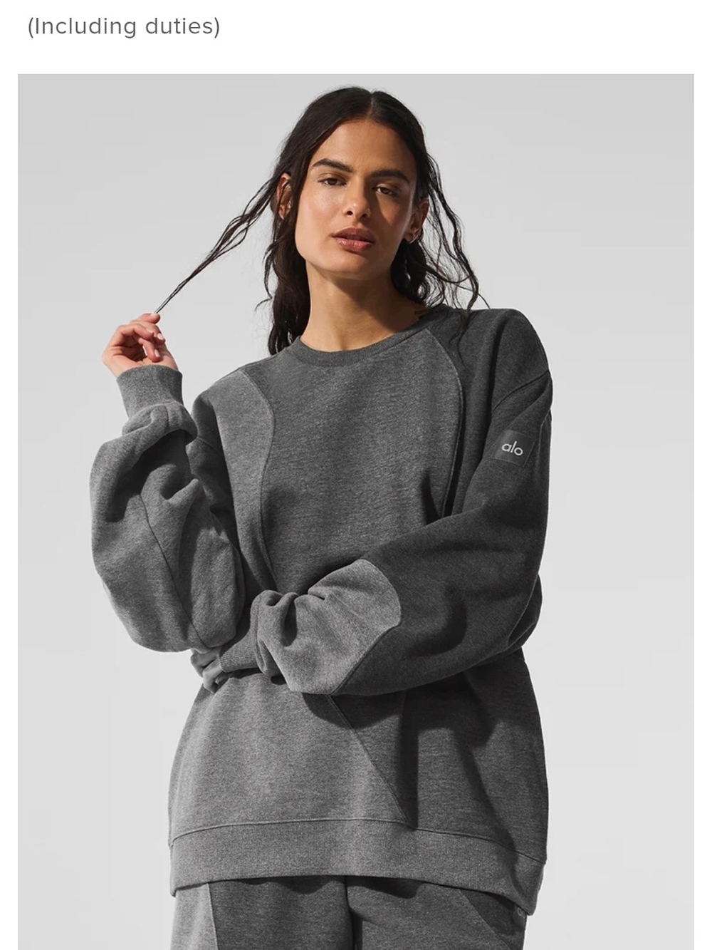 ALO Yoga Make Waves Dark Gray Crewneck Sweatshirt Size XS